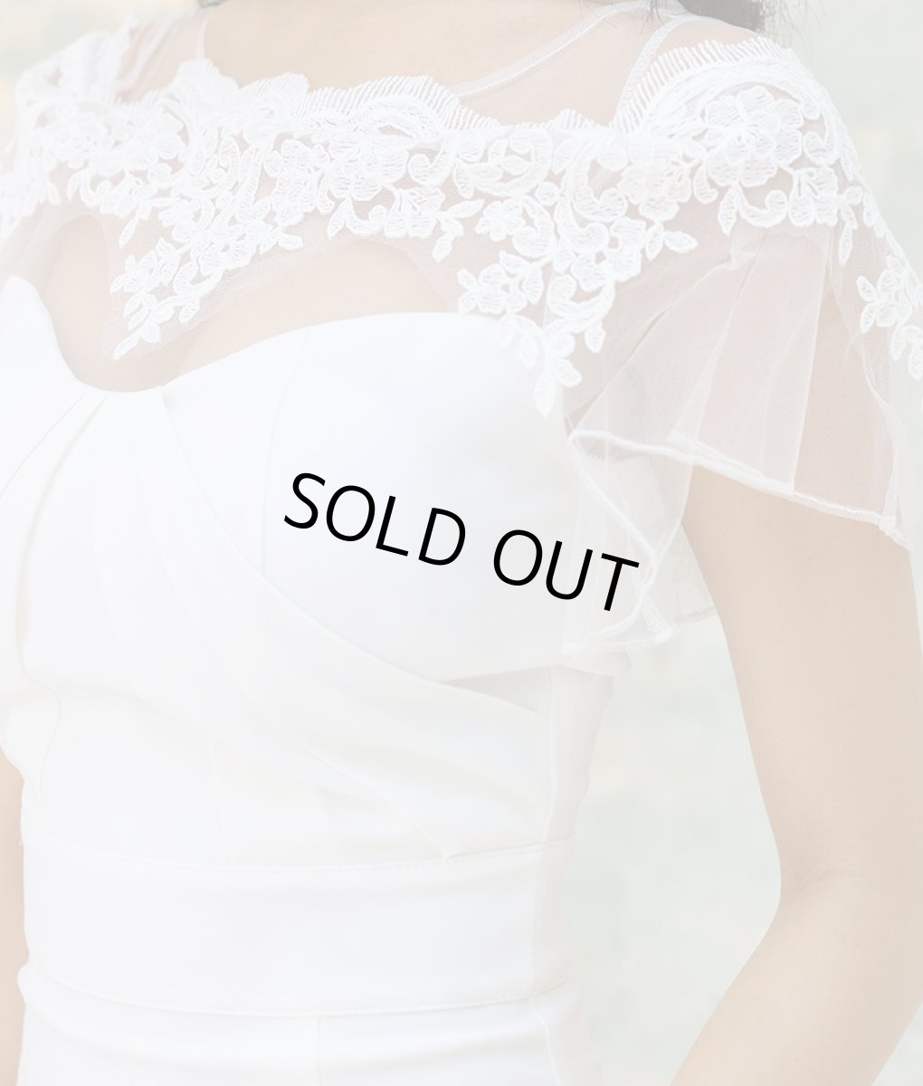 画像11: [韓国製][rinfarre][SALE品のため返品不可＆再入荷なしの現品限り]デコルテ＆半袖シースルーレース・刺繍・タイト・ハートカット・ミディアムドレス・膝丈・ワンピース[山崎みどり・MIRIN着用][送料無料]mywn (11)