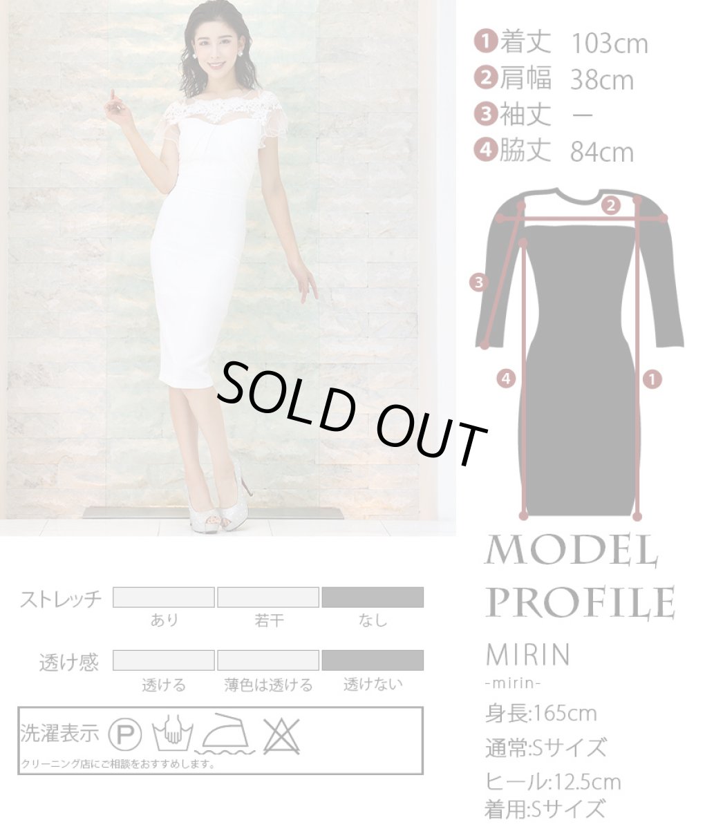 画像7: [韓国製][rinfarre][SALE品のため返品不可＆再入荷なしの現品限り]デコルテ＆半袖シースルーレース・刺繍・タイト・ハートカット・ミディアムドレス・膝丈・ワンピース[山崎みどり・MIRIN着用][送料無料]mywn (7)