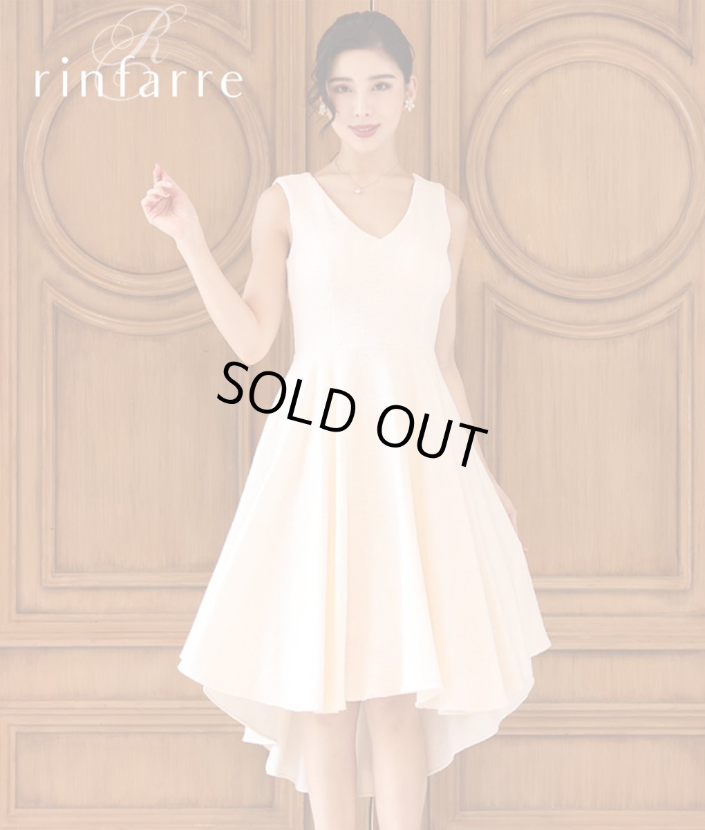 画像2: [SALE品のため返品不可＆再入荷なしの現品限り][韓国製][rinfarre]ツイード・ノースリーブ・Vネック・アシメントリー・Aライン・フレア・ミディアムドレス[山崎みどり・MIRIN着用] (2)