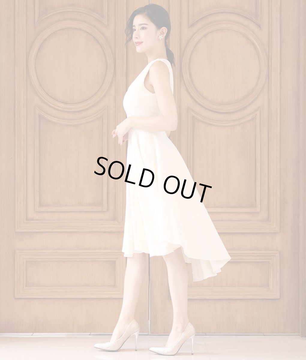 画像3: [SALE品のため返品不可＆再入荷なしの現品限り][韓国製][rinfarre]ツイード・ノースリーブ・Vネック・アシメントリー・Aライン・フレア・ミディアムドレス[山崎みどり・MIRIN着用] (3)