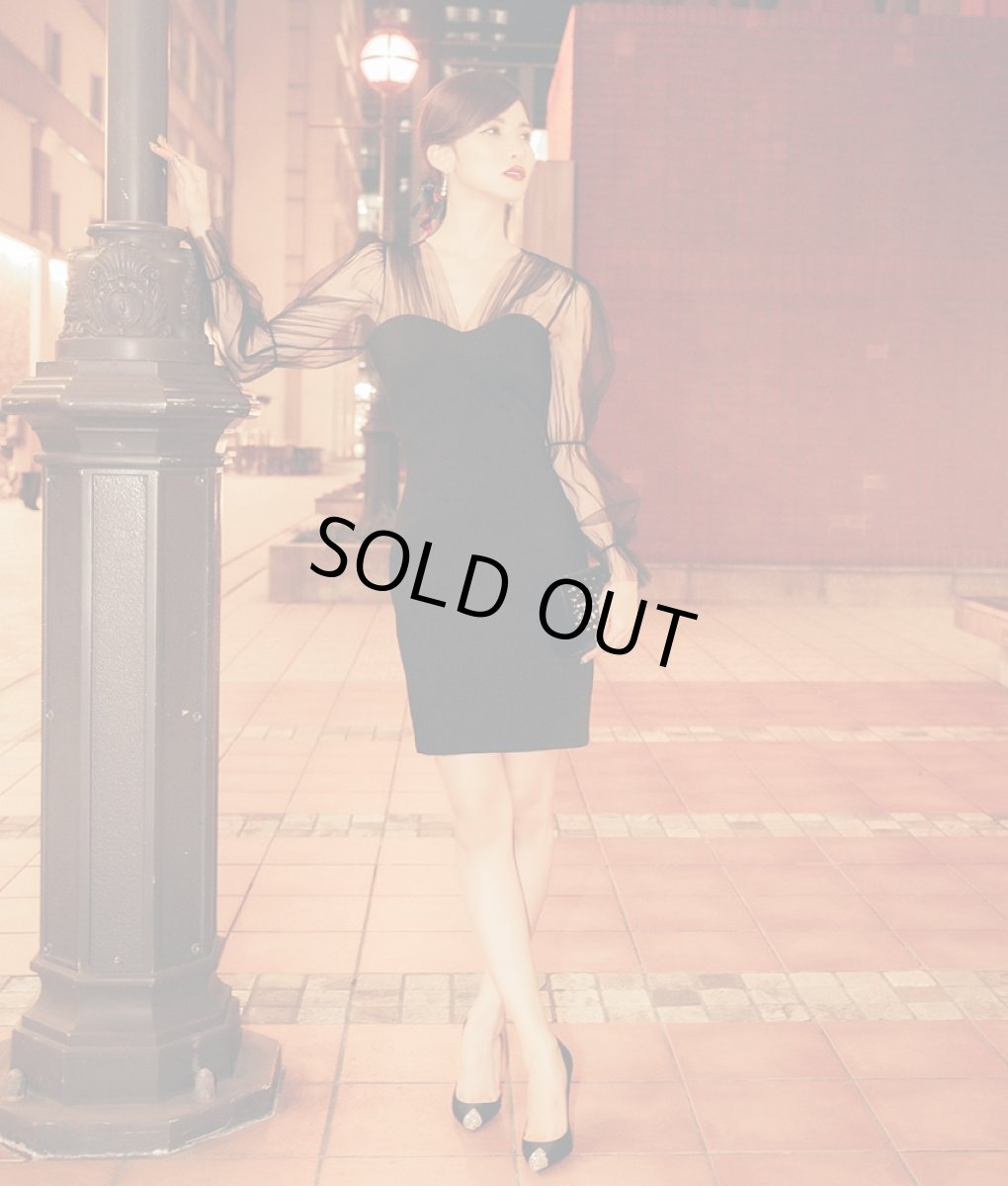 画像3: [韓国製][rinfarre]ブラックレイヤード・Vネック・長袖・シンプル・タイト・ショート・ミニドレス・ワンピース[れお着用][送料無料] (3)