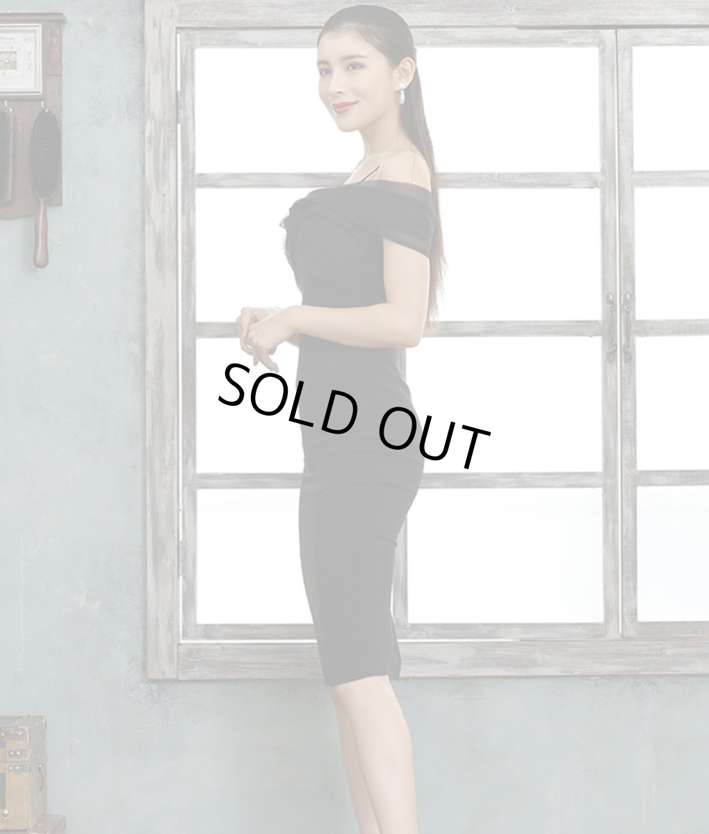 画像3: [韓国製][rinfarre][SALE品のため返品不可＆再入荷なしの現品限り]シンプル・無地・ワンカラー・オーガンジー・オープンショルダー・タイト・ミディアムドレス・ワンピース[MIRIN着用・山崎みどり着用][送料無料]mywh (3)