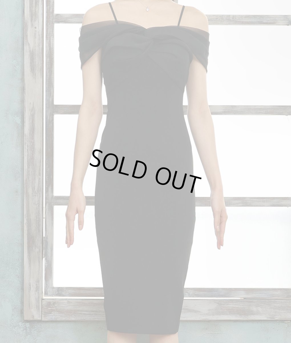 画像6: [韓国製][rinfarre][SALE品のため返品不可＆再入荷なしの現品限り]シンプル・無地・ワンカラー・オーガンジー・オープンショルダー・タイト・ミディアムドレス・ワンピース[MIRIN着用・山崎みどり着用][送料無料]mywh (6)