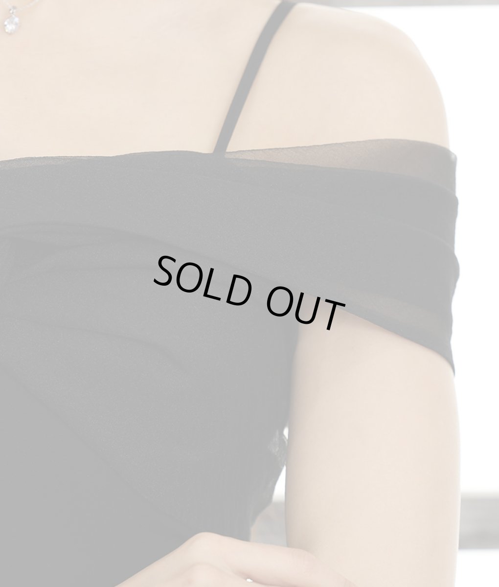 画像10: [韓国製][rinfarre][SALE品のため返品不可＆再入荷なしの現品限り]シンプル・無地・ワンカラー・オーガンジー・オープンショルダー・タイト・ミディアムドレス・ワンピース[MIRIN着用・山崎みどり着用][送料無料]mywh (10)