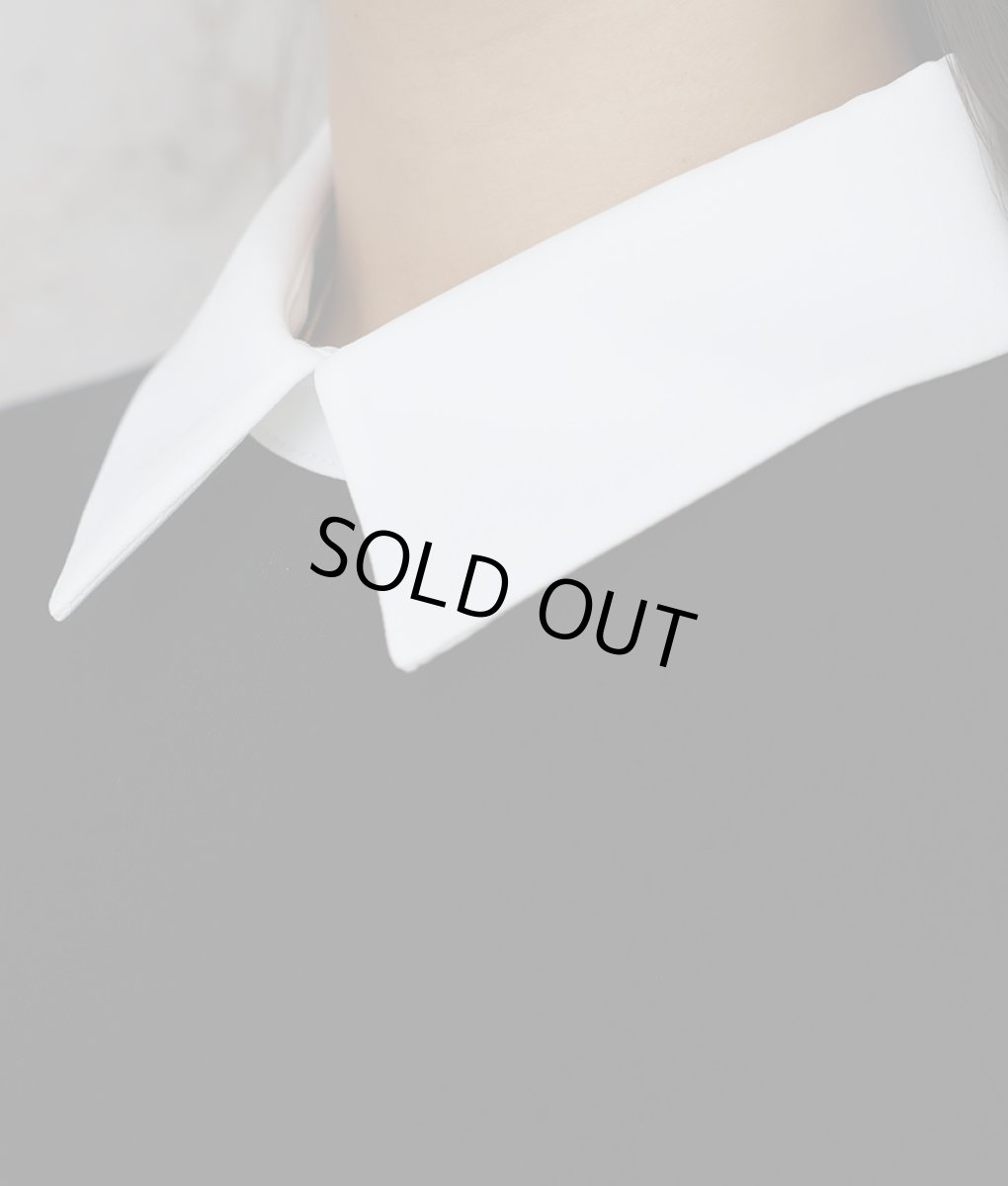 画像9: [韓国製][rinfarre]ブラック・シンプル・襟付き・カフス・レイヤードデザイン・七分袖・タイト・ミディアムドレス・ワンピース[MIRIN着用]《送料＆代引き手数料無料》 (9)