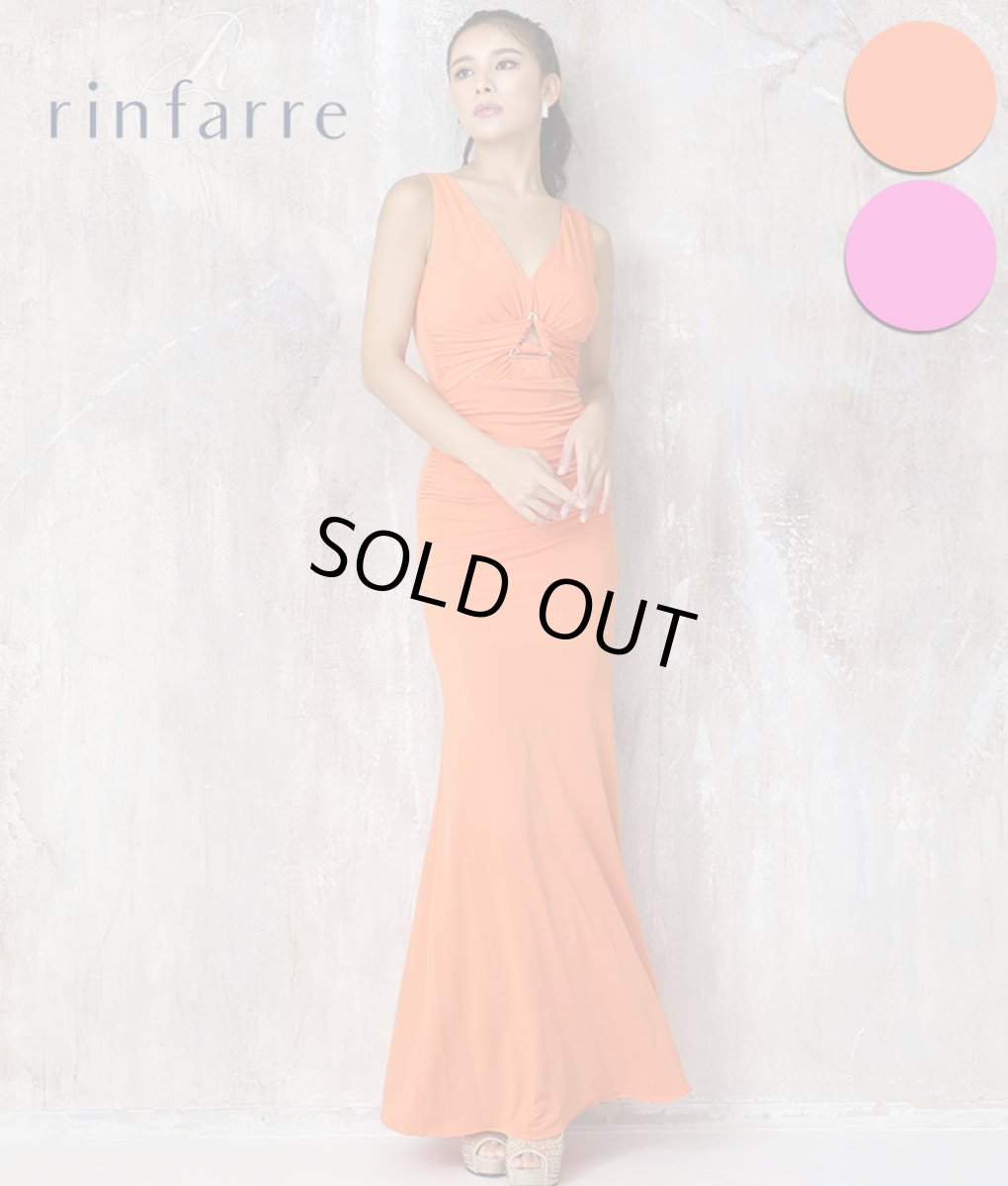 画像1: [韓国製][SALE品のため返品不可＆再入荷なしの現品限り][rinfarre]ビビッドカラー・バックル・Vネック・マーメイド・ノースリーブ・インポート・ロングドレス[MIRIN着用] (1)