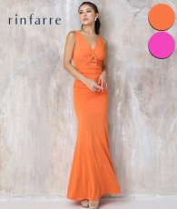 画像1: [韓国製][SALE品のため返品不可＆再入荷なしの現品限り][rinfarre]ビビッドカラー・バックル・Vネック・マーメイド・ノースリーブ・インポート・ロングドレス[MIRIN着用] (1)