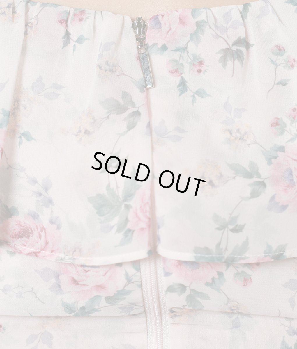 画像12: [韓国製][rinfarre][SALE品のため返品不可＆再入荷なしの現品限り]花柄・フリル・シフォンブラウス・金ボタン・ハイウエスト・マーメイド・ミディアムスカート・セットアップ・ツーピース[山崎みどり着用]《送料＆代引き手数料無料》my (12)