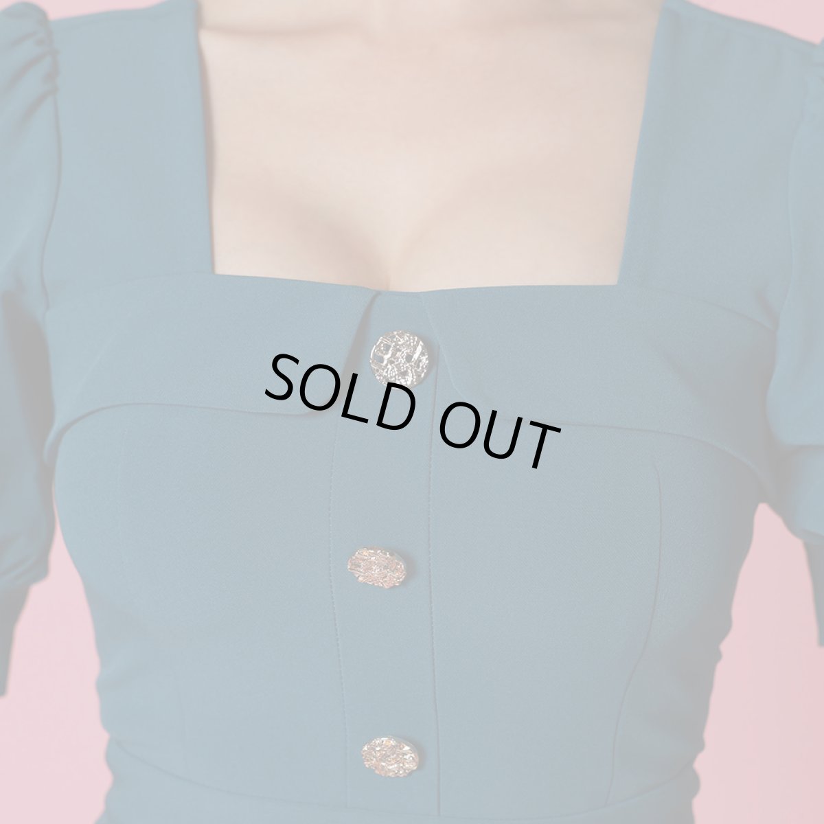 画像10: [SALE品のため返品不可＆再入荷なしの現品限り][韓国製][rinfarre]スモーキー・シンプル・飾りボタン・スクエアネック・パフスリーブ・半袖・タイト・ミディアムドレス・ワンピース[山崎みどり着用]myall (10)