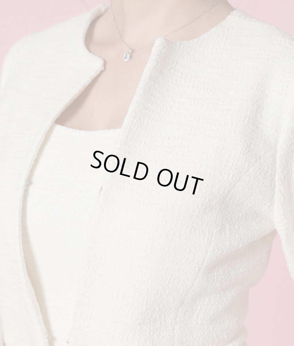 画像13: [韓国製][rinfarre][SALE品のため返品不可＆再入荷なしの現品限り]ホワイトツイード・マーメードライン・ミディアムドレス・ワンピース・ジャケット・セットアップ・ツーピース[山崎みどり着用]《送料＆代引き手数料無料》my (13)