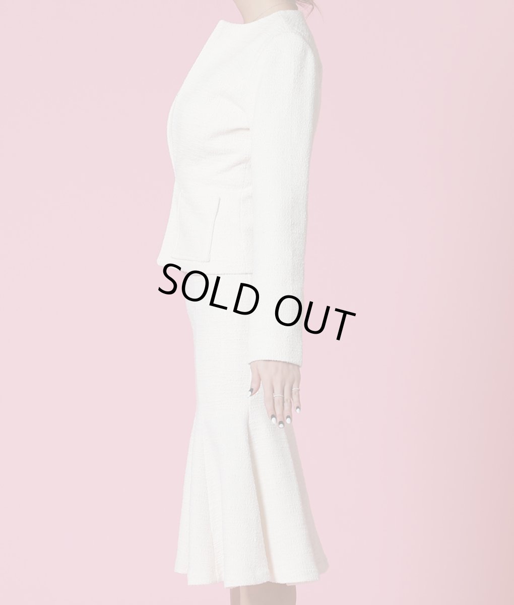 画像8: [韓国製][rinfarre][SALE品のため返品不可＆再入荷なしの現品限り]ホワイトツイード・マーメードライン・ミディアムドレス・ワンピース・ジャケット・セットアップ・ツーピース[山崎みどり着用]《送料＆代引き手数料無料》my (8)