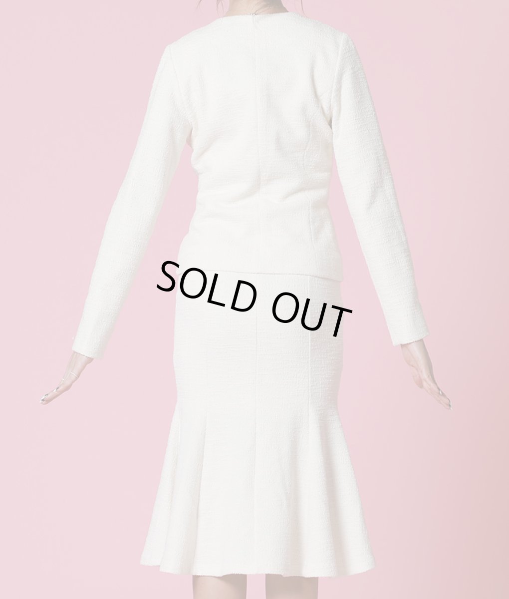 画像9: [韓国製][rinfarre][SALE品のため返品不可＆再入荷なしの現品限り]ホワイトツイード・マーメードライン・ミディアムドレス・ワンピース・ジャケット・セットアップ・ツーピース[山崎みどり着用]《送料＆代引き手数料無料》my (9)