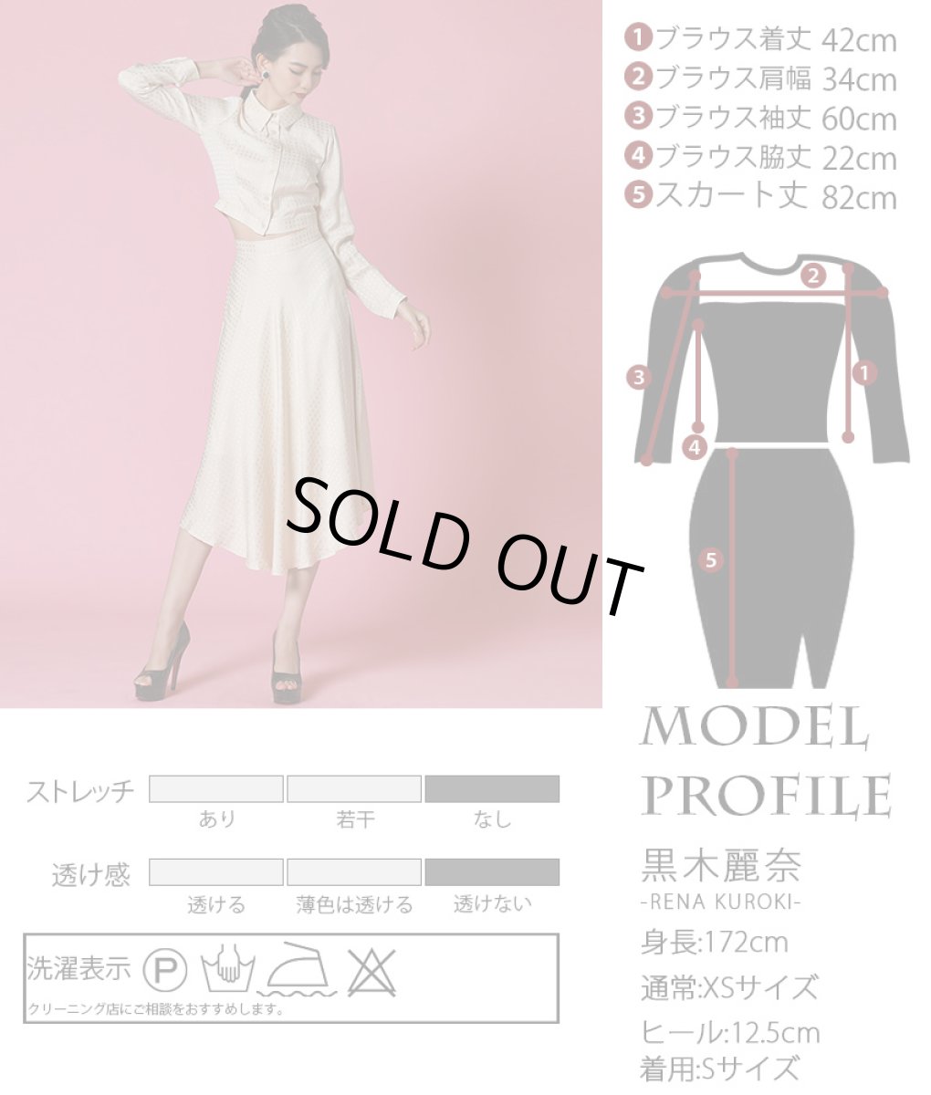 画像5: [韓国製][rinfarre][SALE品のため返品不可＆再入荷なしの現品限り]アイボリー・プリント・襟付き・長袖ブラウス・フレア・ミディアムスカート・セットアップ・ツーピース[黒木麗奈着用]《送料＆代引き手数料無料》 (5)