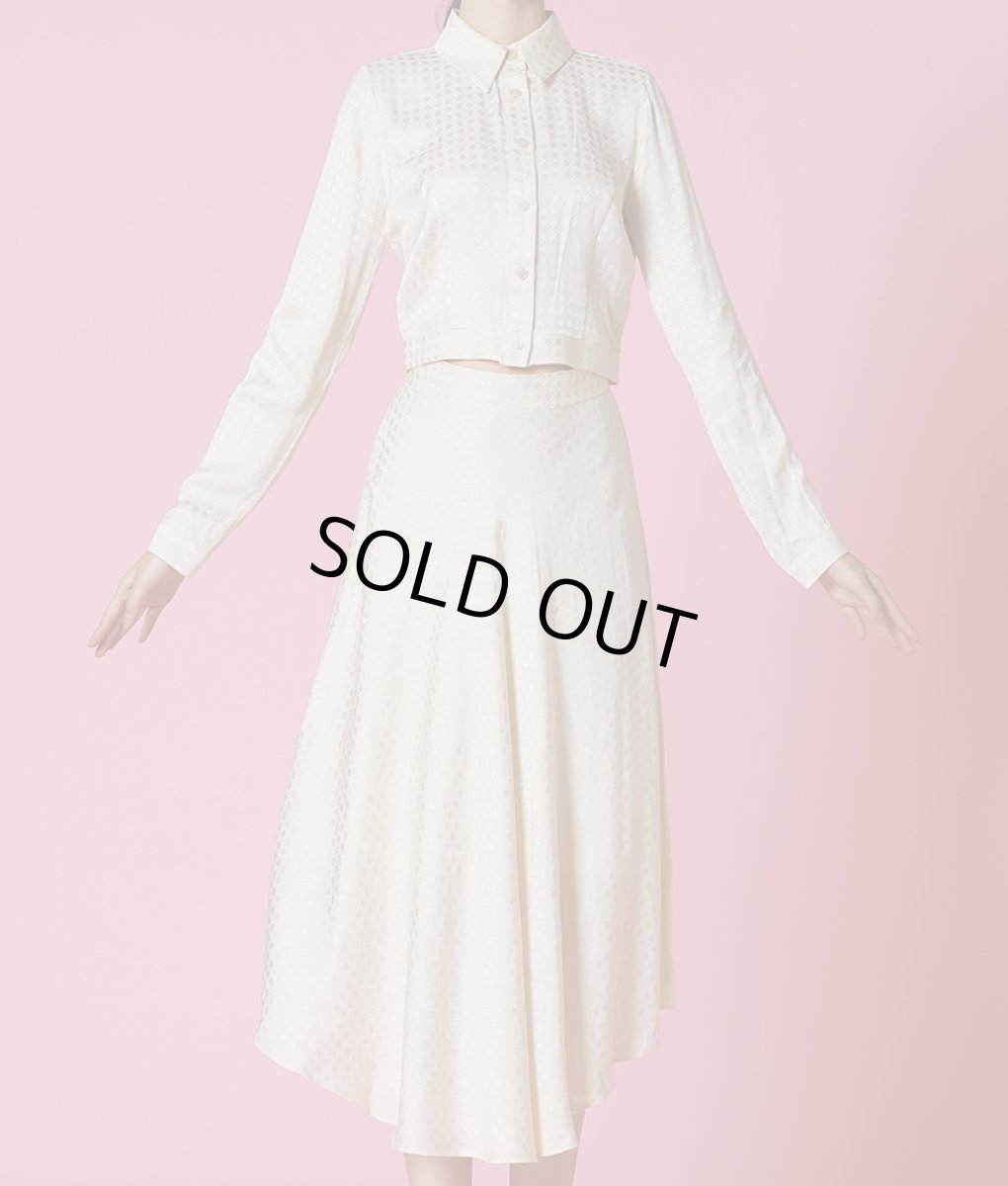 画像6: [韓国製][rinfarre][SALE品のため返品不可＆再入荷なしの現品限り]アイボリー・プリント・襟付き・長袖ブラウス・フレア・ミディアムスカート・セットアップ・ツーピース[黒木麗奈着用]《送料＆代引き手数料無料》 (6)