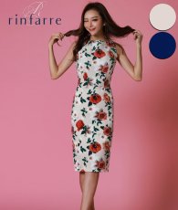 画像1: [韓国製][rinfarre]花柄・ノースリーブ・大人・タイト・ボートネック・ミディアムドレス・ワンピース[山崎みどり・黒木麗奈着用][送料無料]mywh (1)