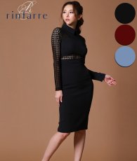 画像1: [韓国製][rinfarre]襟付き・長袖・ドットレース・タイト・長袖・ミディアムドレス・ワンピース[山崎みどり・MIRIN着用]《送料＆代引き手数料無料》mybkwn (1)