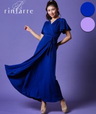 画像1: [韓国製][rinfarre]シンプル・無地・Vネック・カシュクール・フリルスリーブ・半袖・マキシ・ミディアムドレス・ワンピース[MIRIN着用] (1)