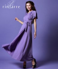 画像2: [韓国製][rinfarre]シンプル・無地・Vネック・カシュクール・フリルスリーブ・半袖・マキシ・ミディアムドレス・ワンピース[MIRIN着用] (2)