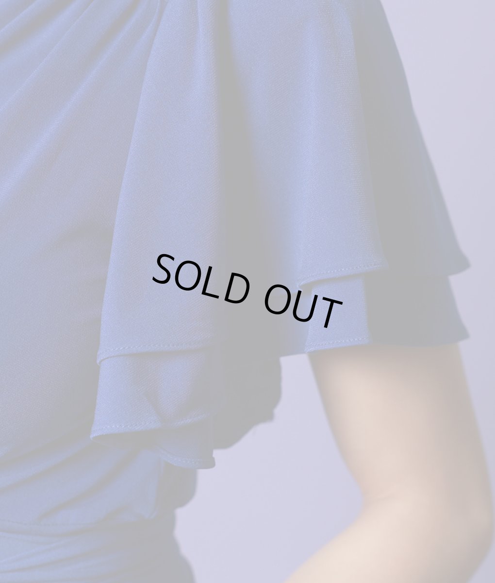 画像12: [韓国製][rinfarre]シンプル・無地・Vネック・カシュクール・フリルスリーブ・半袖・マキシ・ミディアムドレス・ワンピース[MIRIN着用] (12)