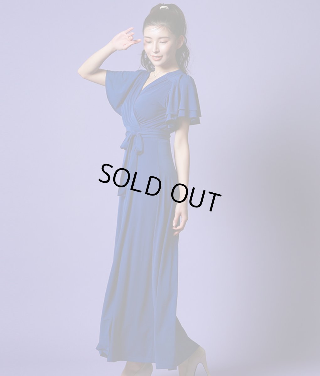 画像3: [韓国製][rinfarre]シンプル・無地・Vネック・カシュクール・フリルスリーブ・半袖・マキシ・ミディアムドレス・ワンピース[MIRIN着用] (3)