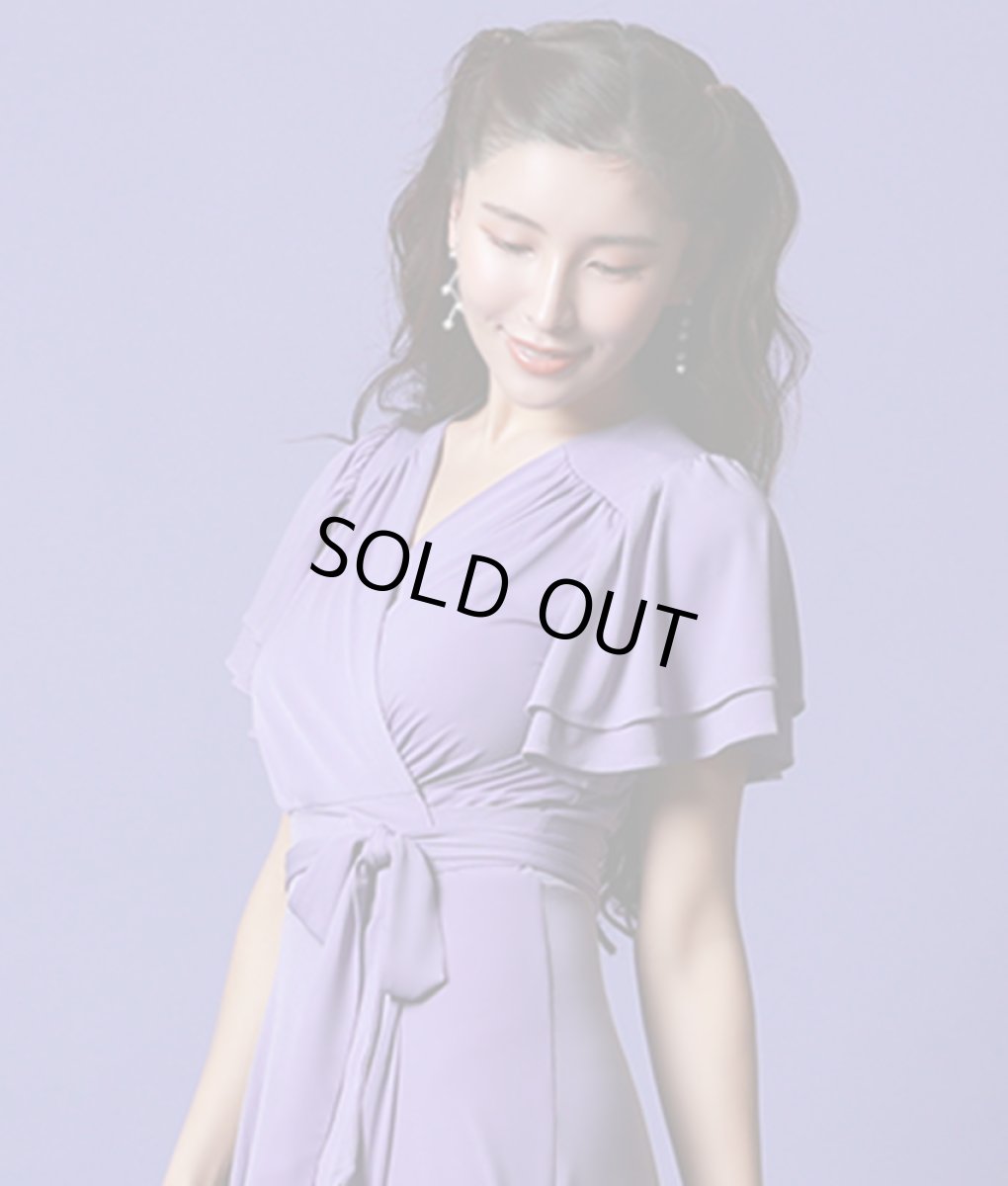 画像6: [韓国製][rinfarre]シンプル・無地・Vネック・カシュクール・フリルスリーブ・半袖・マキシ・ミディアムドレス・ワンピース[MIRIN着用] (6)