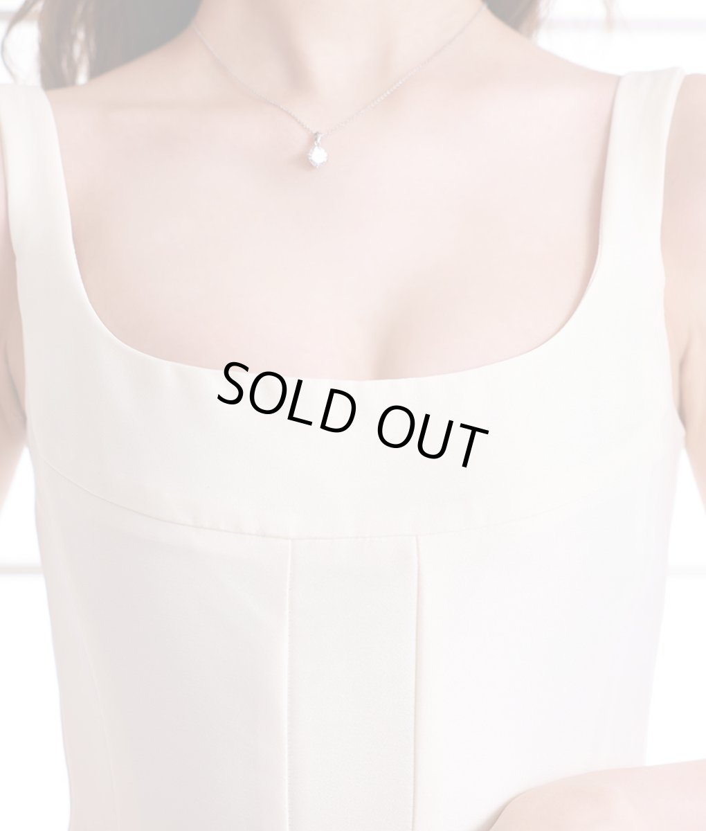 画像9: [rinfarre]ホワイト ・ドレッシー・Uネック・フレア・Aライン・ノースリーブ・ミディアムドレス・ワンピース[黒木麗奈着用][送料無料] (9)