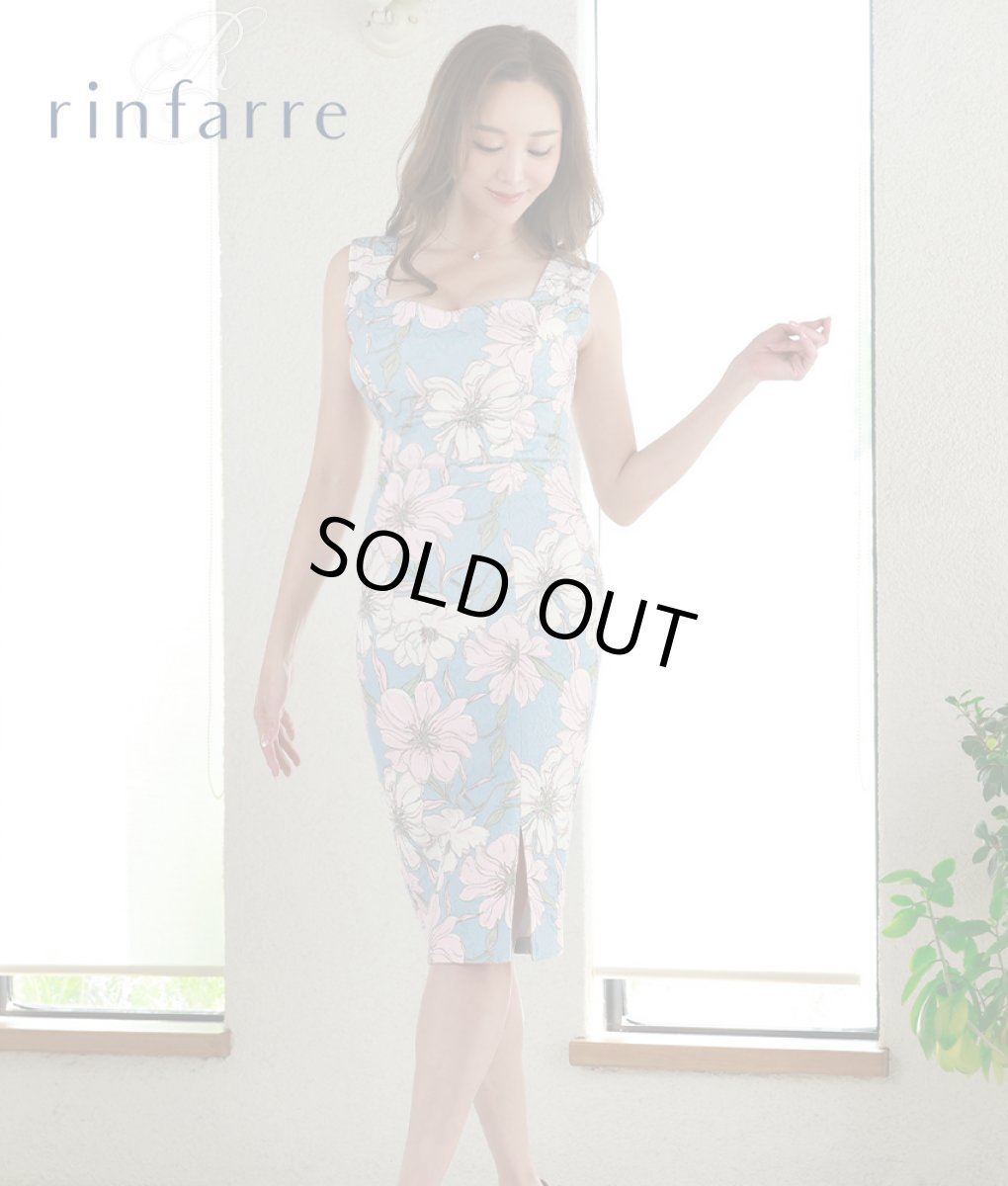 画像2: [SALE品のため返品不可＆再入荷なしの現品限り][韓国製][rinfarre]花柄・ジャガード・ハートカット・ノースリーブ・タイト・ミディアムドレス・ワンピース[山崎みどり着用]myall (2)