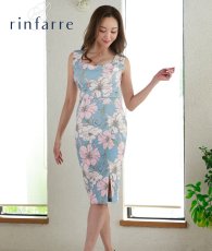 画像2: [SALE品のため返品不可＆再入荷なしの現品限り][韓国製][rinfarre]花柄・ジャガード・ハートカット・ノースリーブ・タイト・ミディアムドレス・ワンピース[山崎みどり着用]myall (2)