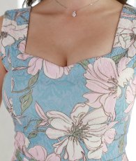 画像11: [SALE品のため返品不可＆再入荷なしの現品限り][韓国製][rinfarre]花柄・ジャガード・ハートカット・ノースリーブ・タイト・ミディアムドレス・ワンピース[山崎みどり着用]myall (11)