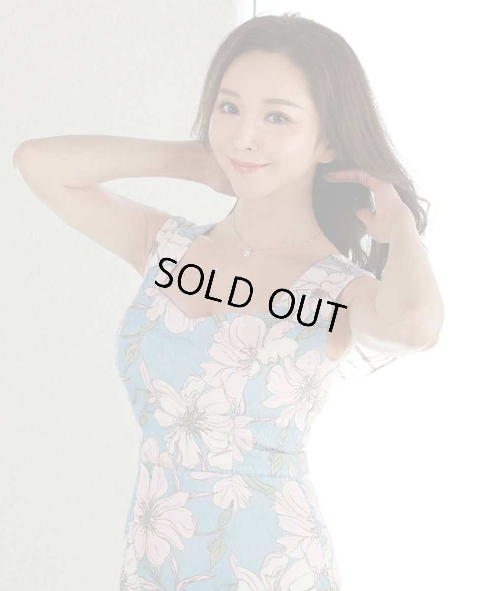 画像6: [SALE品のため返品不可＆再入荷なしの現品限り][韓国製][rinfarre]花柄・ジャガード・ハートカット・ノースリーブ・タイト・ミディアムドレス・ワンピース[山崎みどり着用]myall (6)