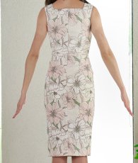 画像10: [SALE品のため返品不可＆再入荷なしの現品限り][韓国製][rinfarre]花柄・ジャガード・ハートカット・ノースリーブ・タイト・ミディアムドレス・ワンピース[山崎みどり着用]myall (10)