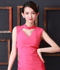 画像6: [SALE品のため返品不可＆再入荷なしの現品限り][韓国製][rinfarre]シンプル・無地・タック入り・胸元カット・プチハイネック・タイト・ミディアムドレス・ワンピース[黒木麗奈着用] (6)