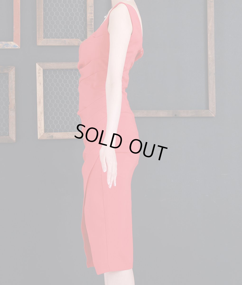 画像8: [SALE品のため返品不可＆再入荷なしの現品限り][韓国製][rinfarre]シンプル・アシメントリー・サイドスリット・無地・タイト・ミディアムドレス・ワンピース[黒木麗奈着用] (8)