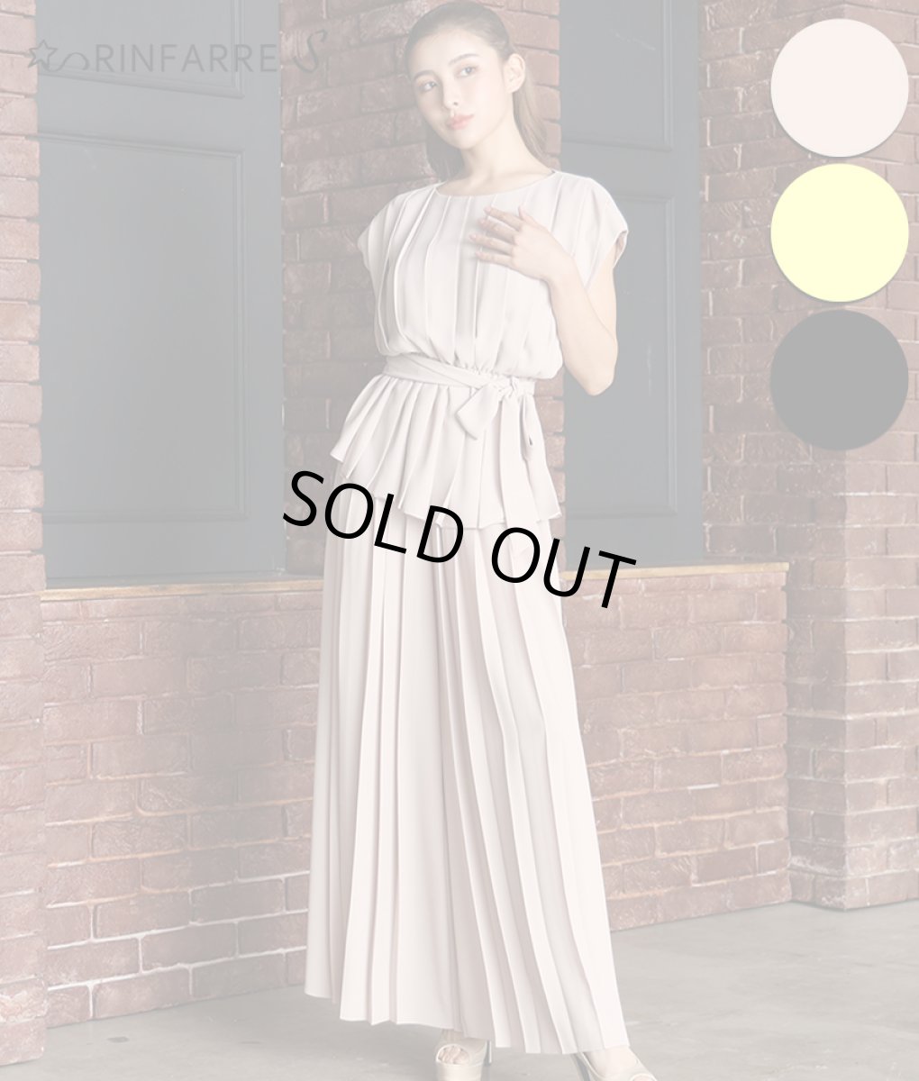 画像3: [rinfarre][SALE品のため返品不可＆再入荷なしの現品限り]プリーツ・ノースリーブ・ハイウエスト・ワイドパンツ・パンツドレス・セットアップ・スーツ[MIRIN着用] (3)