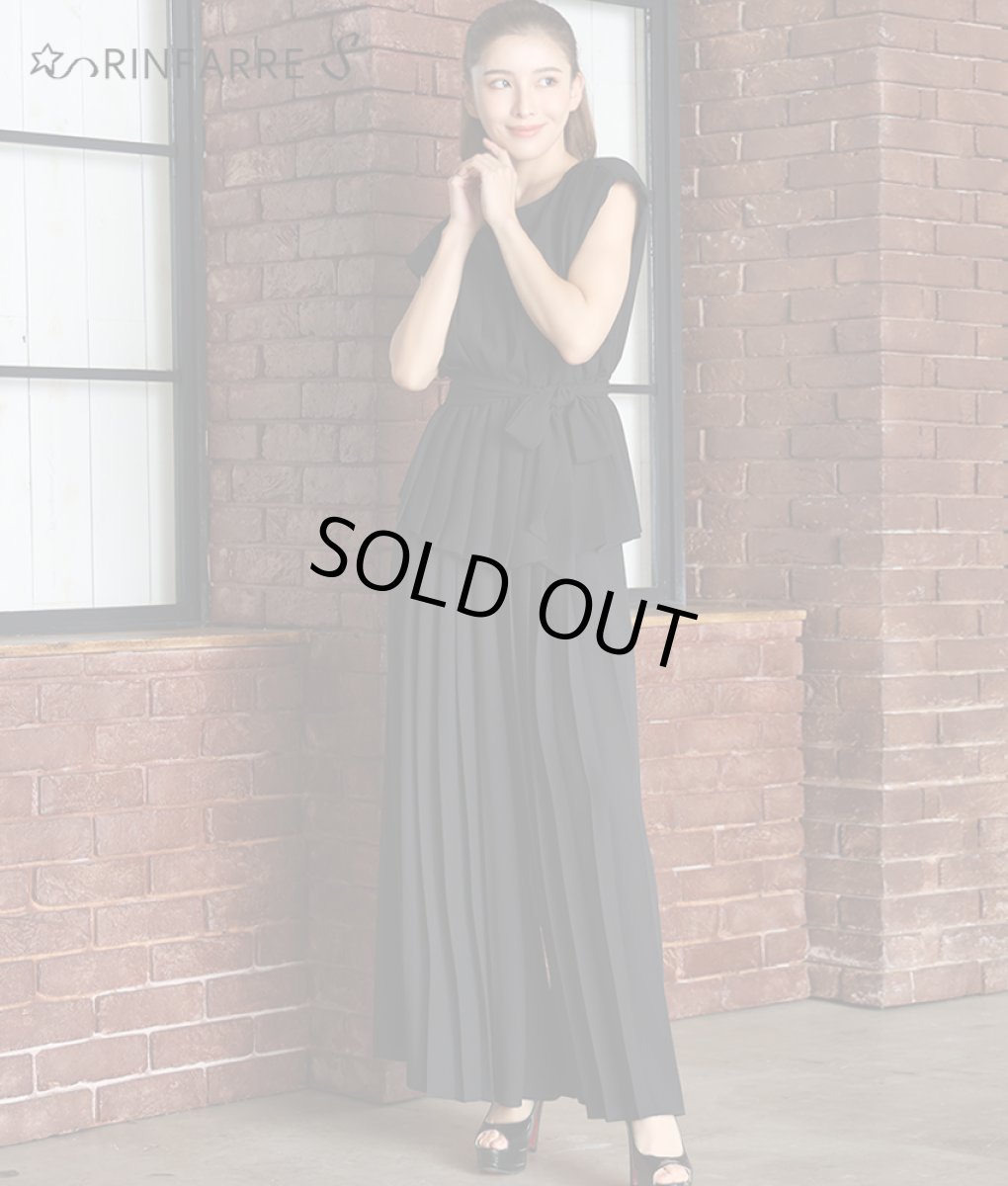 画像2: [rinfarre][SALE品のため返品不可＆再入荷なしの現品限り]プリーツ・ノースリーブ・ハイウエスト・ワイドパンツ・パンツドレス・セットアップ・スーツ[MIRIN着用] (2)