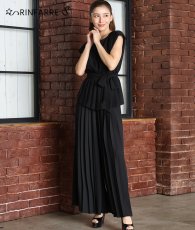 画像2: [rinfarre][SALE品のため返品不可＆再入荷なしの現品限り]プリーツ・ノースリーブ・ハイウエスト・ワイドパンツ・パンツドレス・セットアップ・スーツ[MIRIN着用] (2)