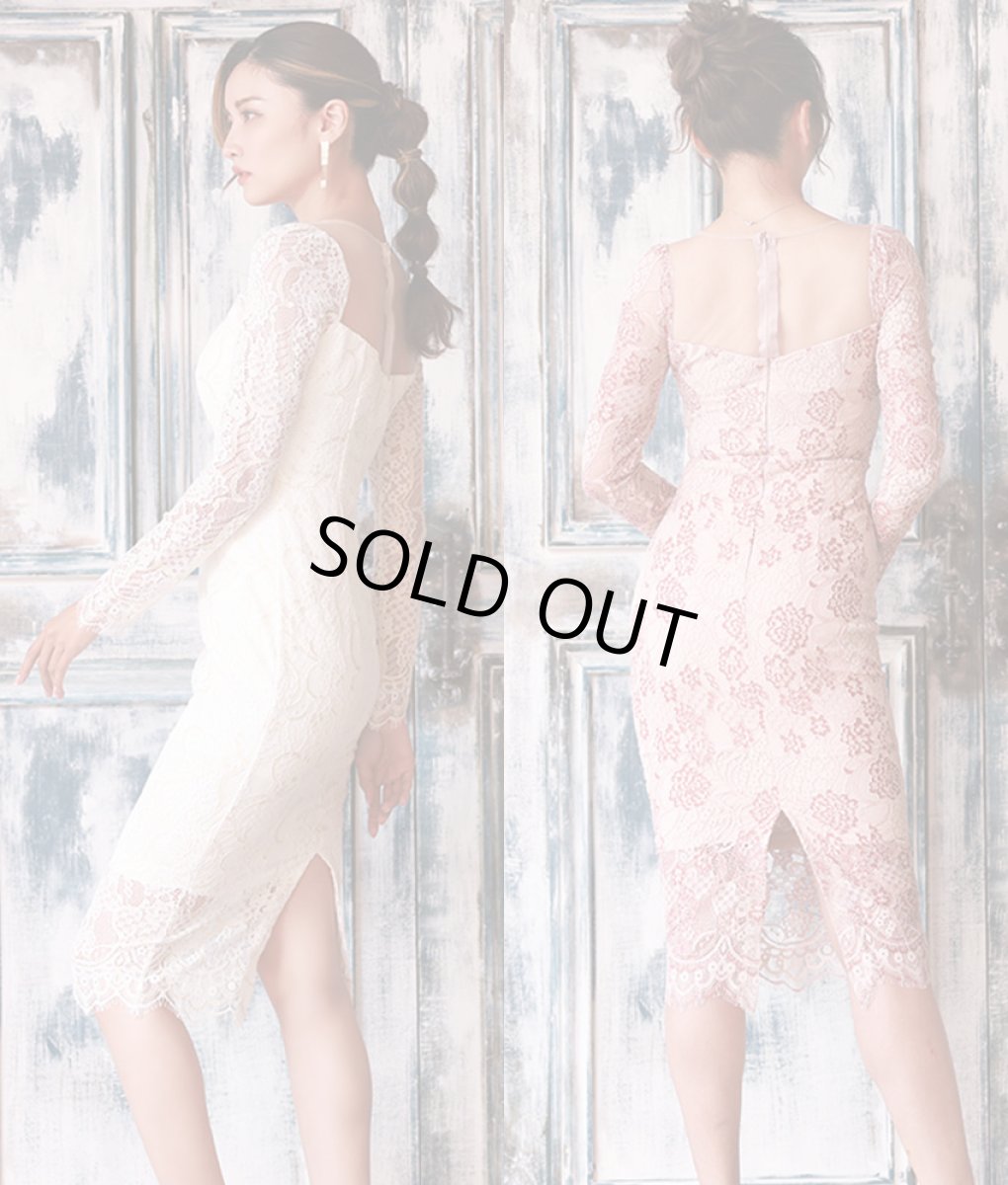 画像3: [セール品のため返品不可＆再入荷なしの現品限り][韓国製][rinfarre]長袖・総レース・シースルーミックス・タイト・ミディアムドレス・ワンピース[山崎みどり・れお着用] (3)