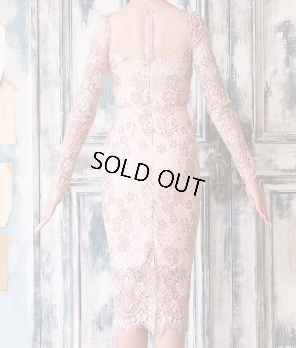 画像10: [セール品のため返品不可＆再入荷なしの現品限り][韓国製][rinfarre]長袖・総レース・シースルーミックス・タイト・ミディアムドレス・ワンピース[山崎みどり・れお着用] (10)