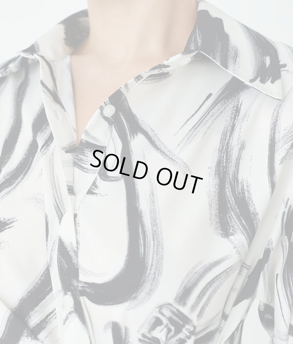 画像9: [rinfarre]ホワイト×ペイント柄・シャツワンピース・ウエストマーク・長袖・マキシドレス・ロング・ワンピース[MIRIN着用][送料無料] (9)