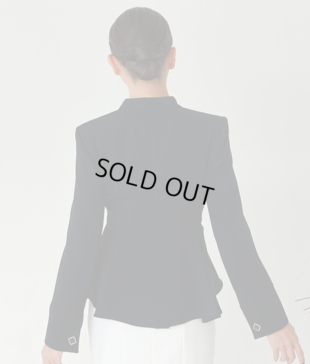 画像3: [rinfarre]シンプル・ブラック・ペプラム・長袖・大人シルエット・ジャケット[山崎みどり着用] (3)