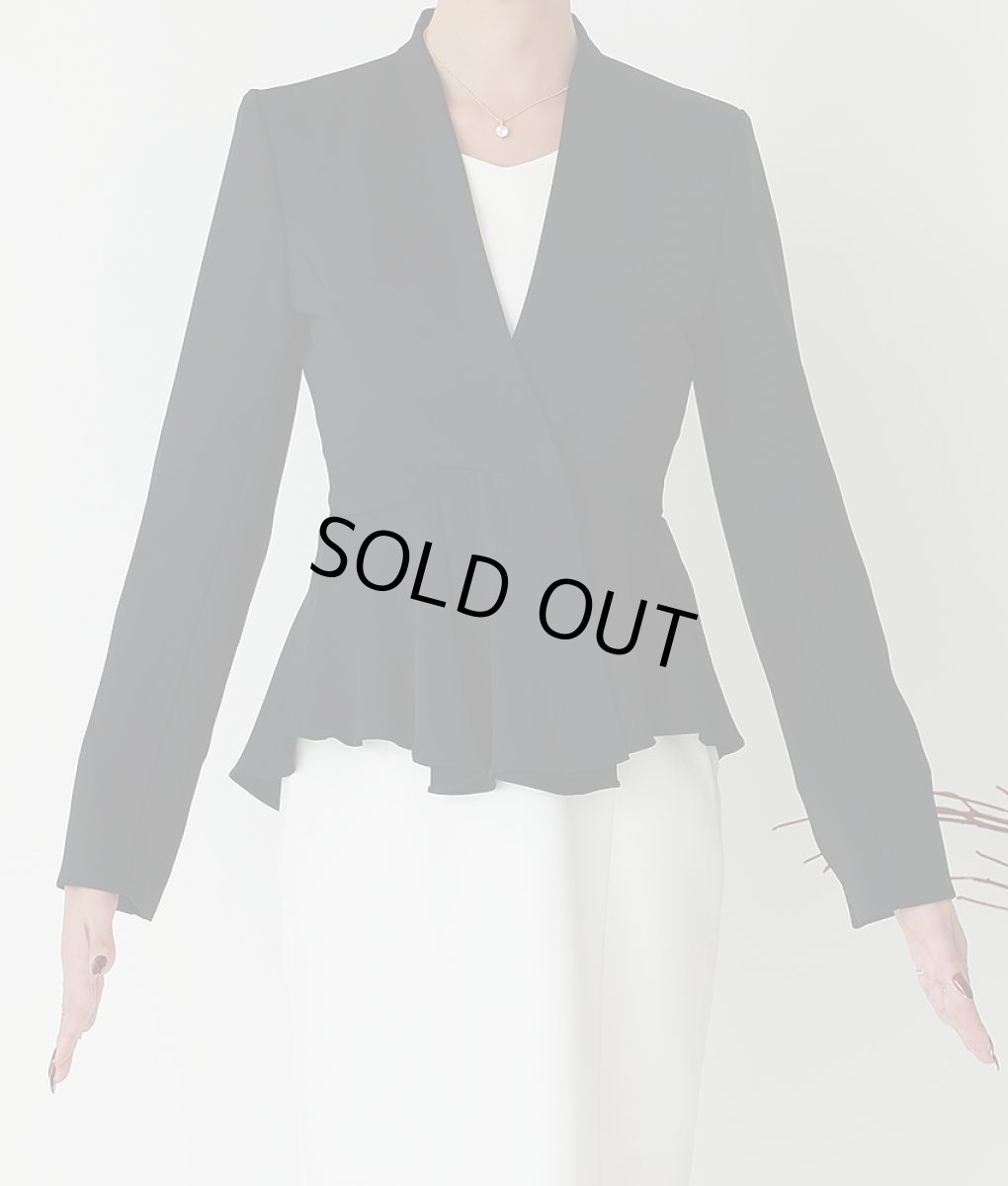 画像6: [rinfarre]シンプル・ブラック・ペプラム・長袖・大人シルエット・ジャケット[山崎みどり着用] (6)