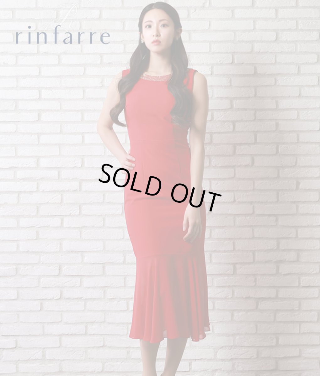 画像1: [SALE品のため返品不可＆再入荷なしの現品限り][韓国製][rinfarre]マーメイド・ストーンポイント・バックシャン・ノースリーブ・セミロング丈・ミディアムドレス・ワンピース[MIRIN着用] (1)