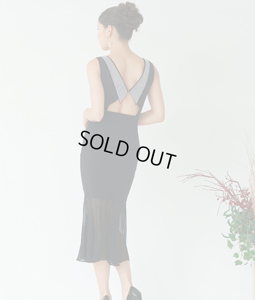 画像4: [SALE品のため返品不可＆再入荷なしの現品限り][韓国製][rinfarre]マーメイド・ストーンポイント・バックシャン・ノースリーブ・セミロング丈・ミディアムドレス・ワンピース[MIRIN着用] (4)