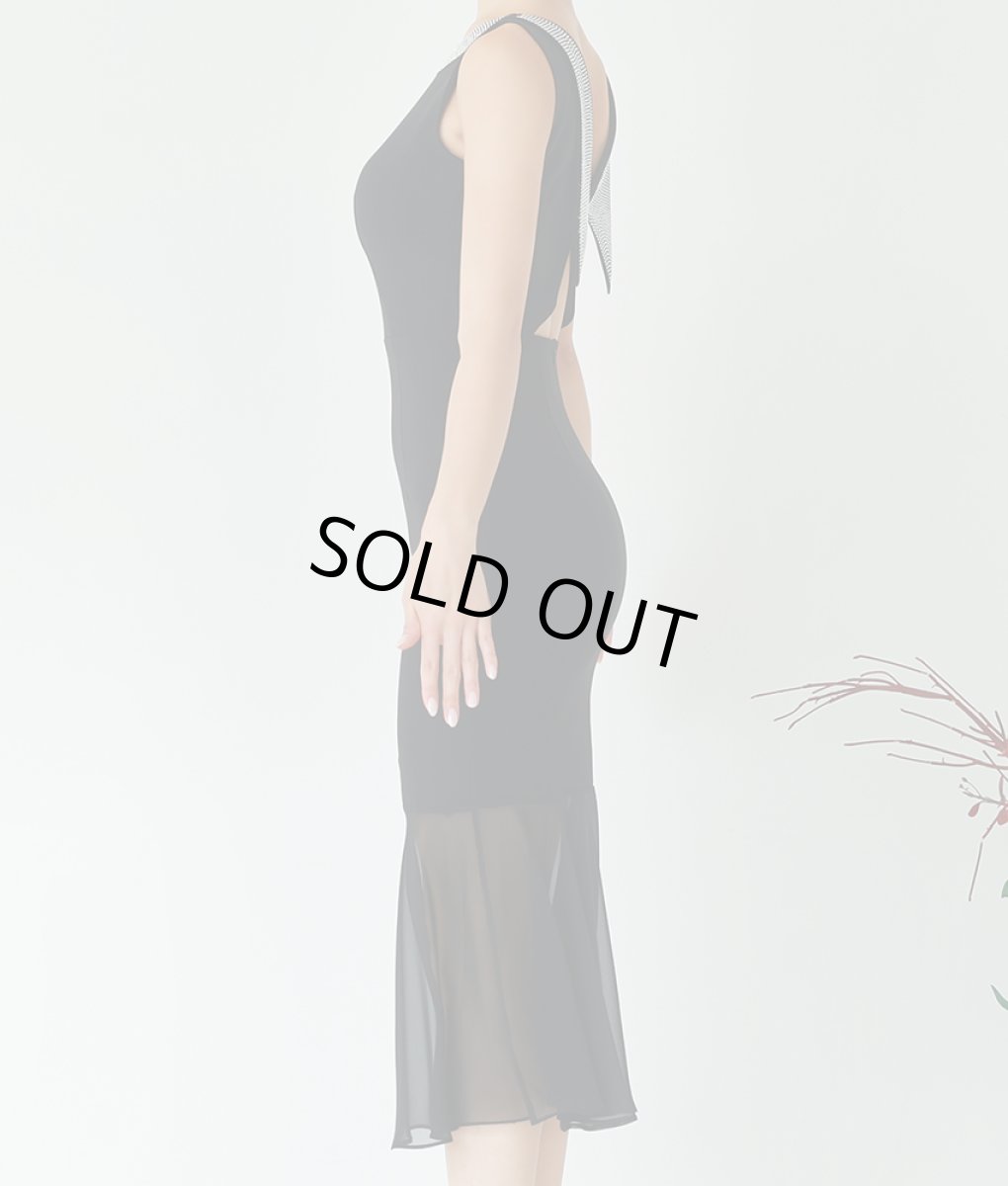 画像9: [SALE品のため返品不可＆再入荷なしの現品限り][韓国製][rinfarre]マーメイド・ストーンポイント・バックシャン・ノースリーブ・セミロング丈・ミディアムドレス・ワンピース[MIRIN着用] (9)