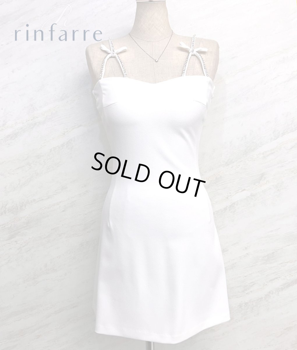 画像2: [韓国製][rinfarre]キャミソール・リボン&ビジューポイント・ショート丈・Aライン・ノースリーブ・ミニドレス・ワンピース[黒木麗奈着用][送料無料] (2)