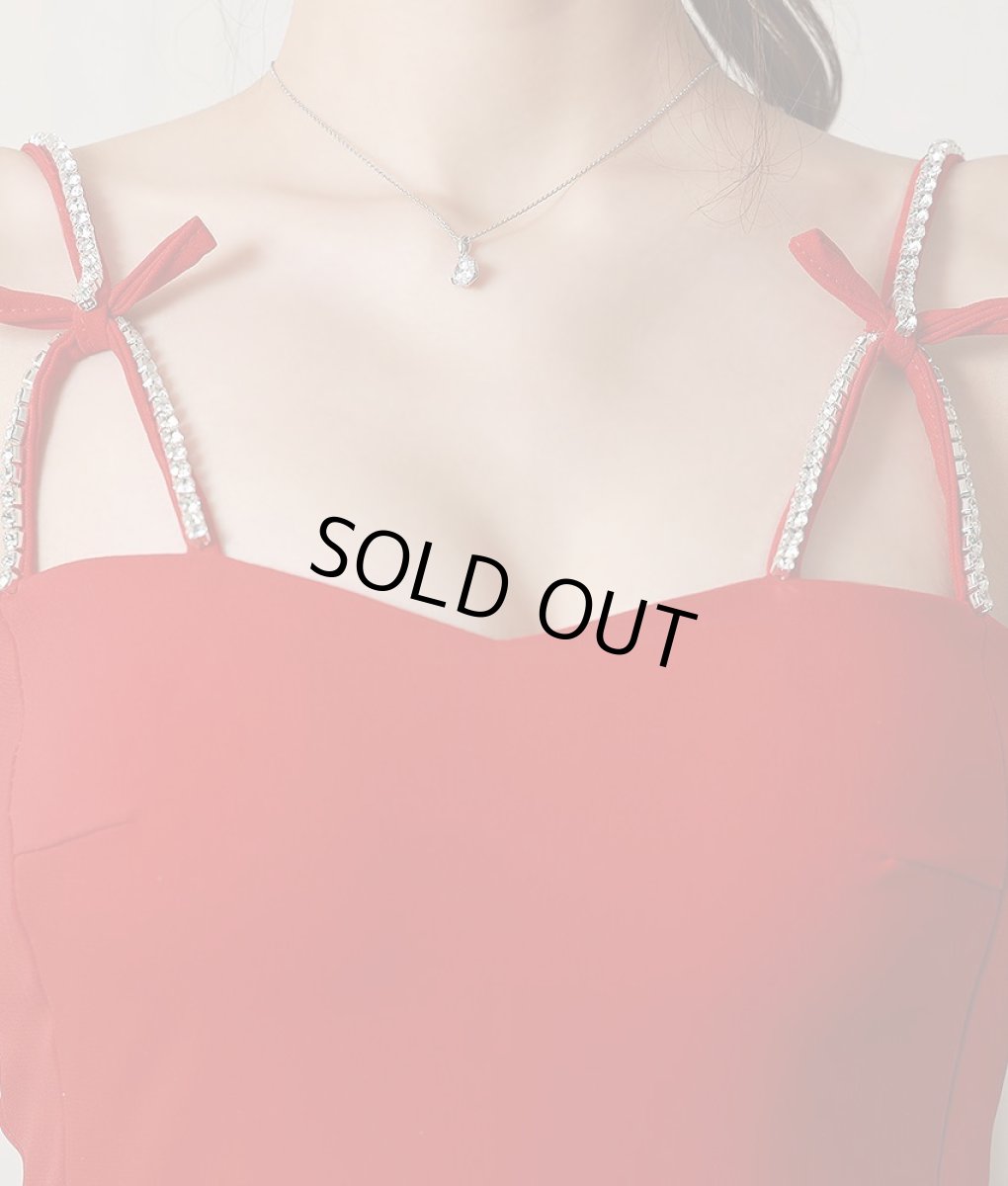 画像11: [韓国製][rinfarre]キャミソール・リボン&ビジューポイント・ショート丈・Aライン・ノースリーブ・ミニドレス・ワンピース[黒木麗奈着用][送料無料] (11)