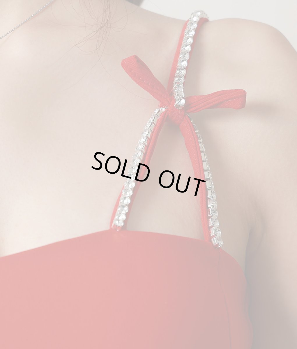 画像12: [韓国製][rinfarre]キャミソール・リボン&ビジューポイント・ショート丈・Aライン・ノースリーブ・ミニドレス・ワンピース[黒木麗奈着用][送料無料] (12)