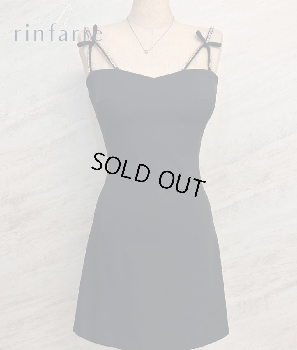 画像3: [韓国製][rinfarre]キャミソール・リボン&ビジューポイント・ショート丈・Aライン・ノースリーブ・ミニドレス・ワンピース[黒木麗奈着用][送料無料] (3)