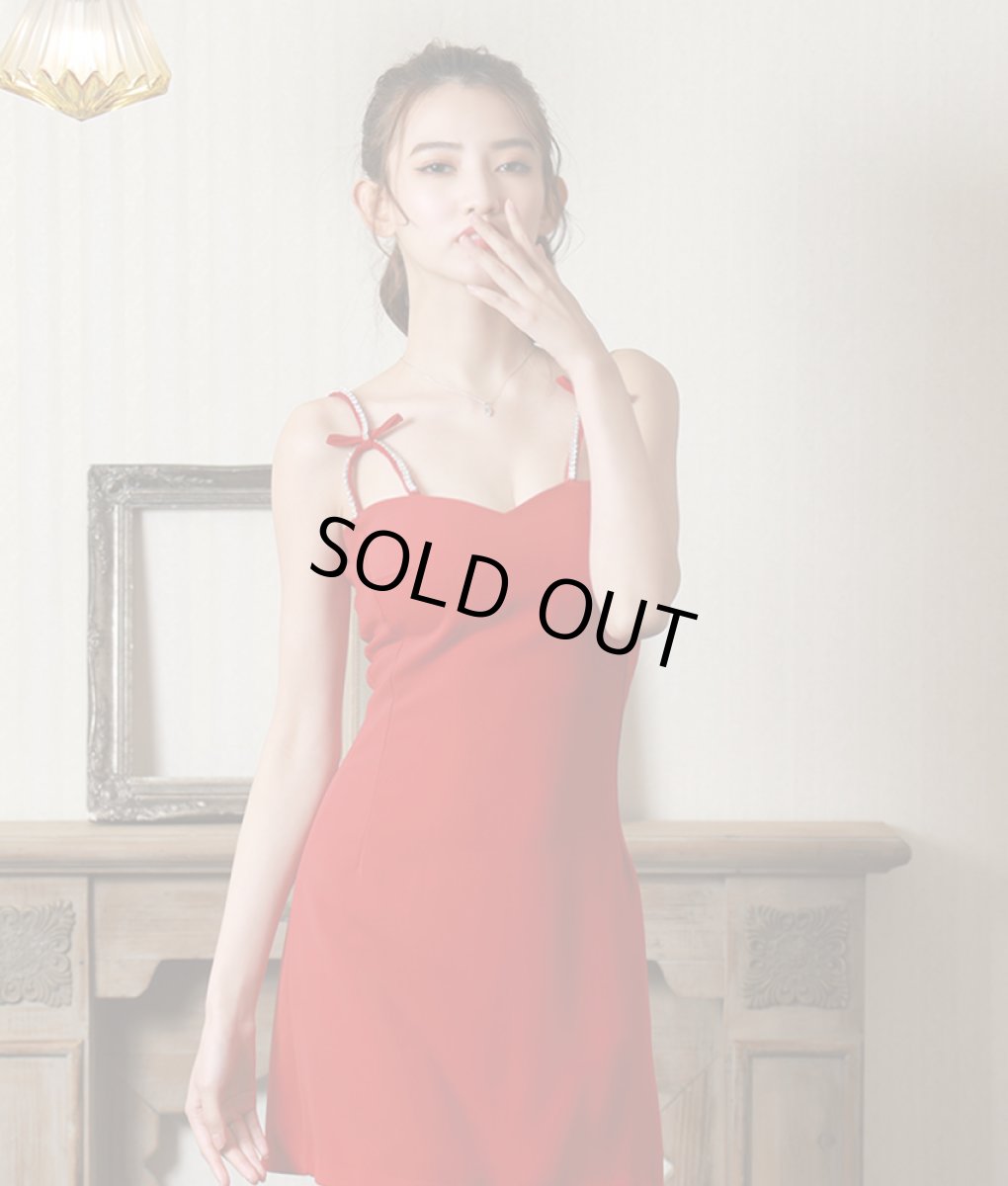 画像6: [韓国製][rinfarre]キャミソール・リボン&ビジューポイント・ショート丈・Aライン・ノースリーブ・ミニドレス・ワンピース[黒木麗奈着用][送料無料] (6)