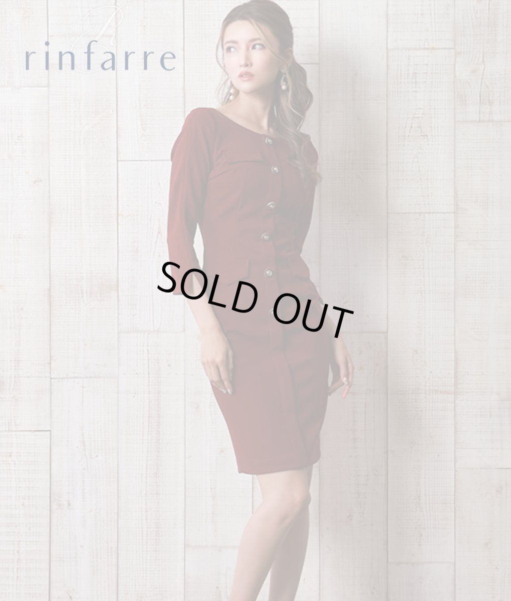 画像2: [韓国製][rinfarre][SALE品のため返品不可＆再入荷なしの現品限り]七分袖・フロントボタン付き・ワイン・ブラック・ストレッチ・タイト・ショート丈・ミニドレス・ワンピース[山崎みどり・れお着用][送料無料]mybk (2)